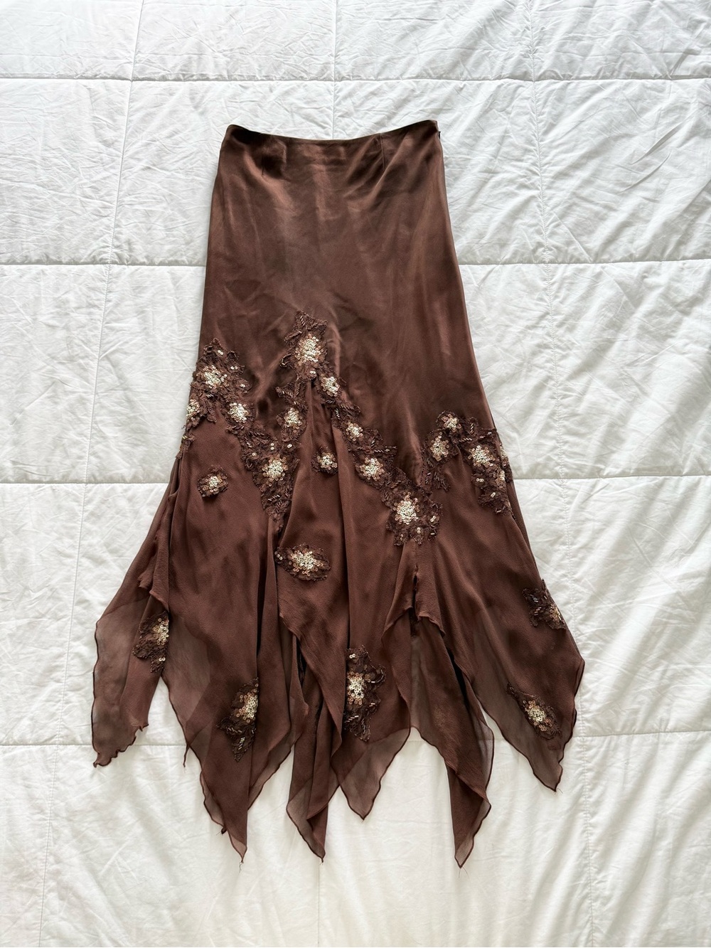 Alberto makali 100% silk asymmetrical sequin maxi skirt. - Picture 1 of 4